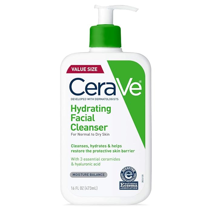 CeraVeHydrating Facial Cleanser | Moisturizing Non-Foaming Face Wash with Hyaluronic Acid, Ceramides and Glycerin | Fragrance Free Paraben Free | 16 Fluid Ounce
