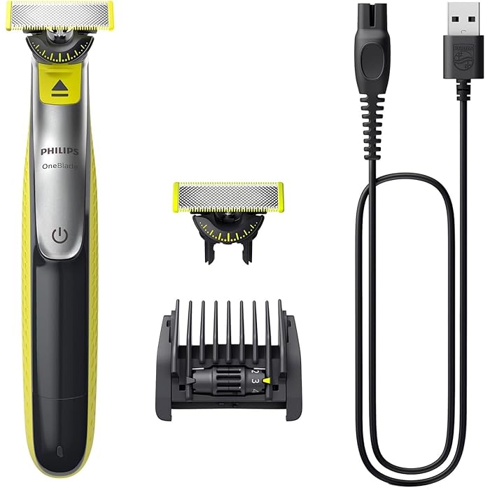 PHILIPS OneBlade 360 Face, Authentic Hybrid Electric Beard Trimmer & Shaver with 360 Blade Innovation. Incl. 1x 360 Blade, 1 x Extra 360 Blade (8 Month Supply), 5-in-1 Adjustable Comb, Model QP2734/30