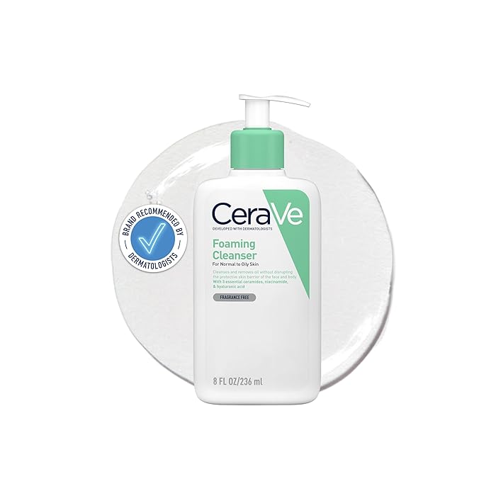 CeraVeFoaming Cleanser for Normal to Oily Skin with Niacinamide and 3 Essential Ceramides