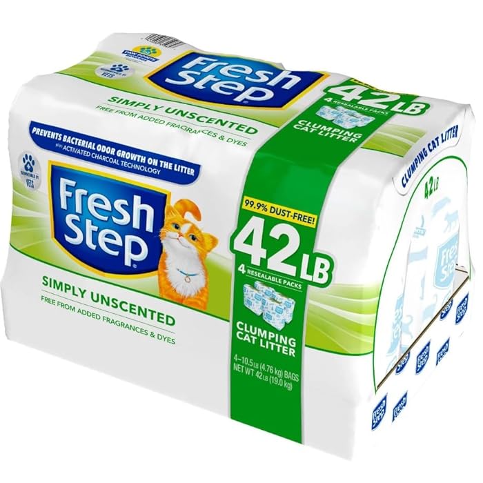 Generic FreshStep Simply Unscented Clumping Cat Litter, 42 lbs. Also know as FreshStep Ultra Unscented Cat Litter 4 pack 42lb, GRAY