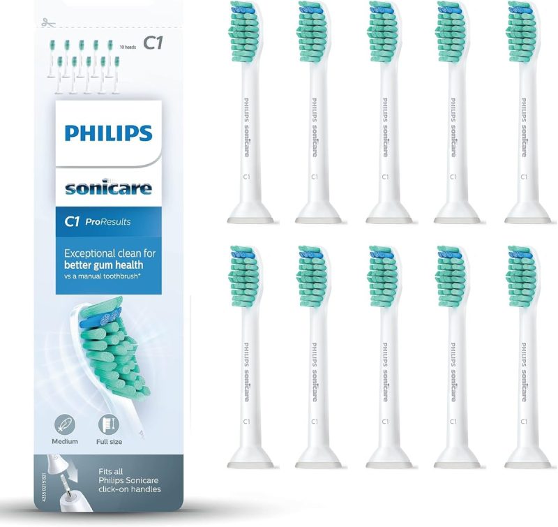 Philips Sonicare Original ProResults Standard Sonic Toothbrush Heads - 10 Pack in White (Model HX6010/32)