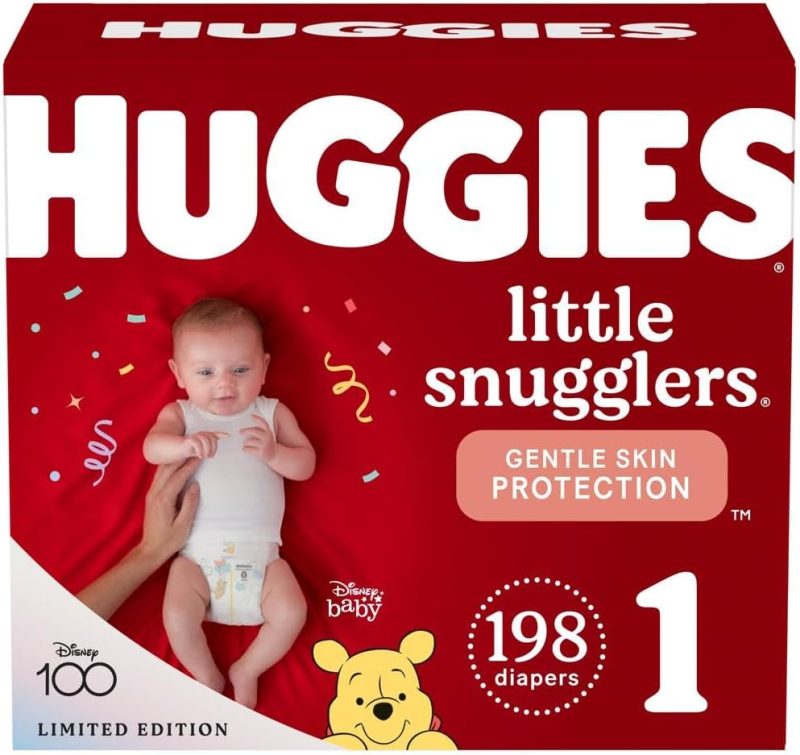 Baby Diapers Size 1 (8-14 lbs), 198ct, Huggies Little Snugglers Newborn Diapers