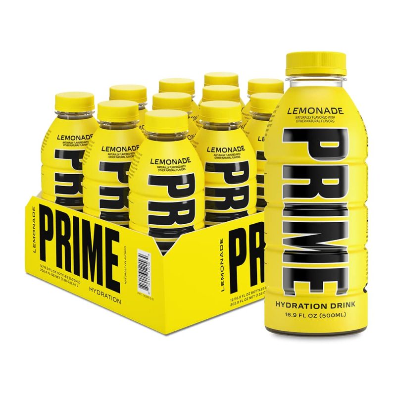 PRIME Hydration LEMONADE | Sports Drinks | Electrolyte Enhanced for Ultimate Hydration | 250mg BCAAs | B Vitamins | Antioxidants | 2g Of Sugar | 16.9 Fluid Ounce | 12 Pack