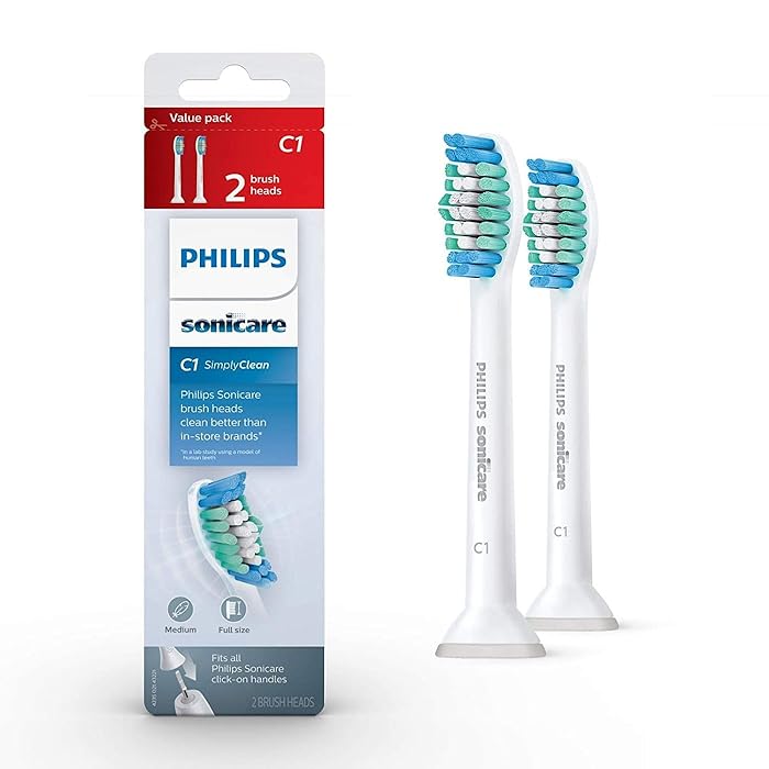 Philips Sonicare Genuine Simply Clean Replacement Toothbrush Heads, 2 Brush White, HX6012/04