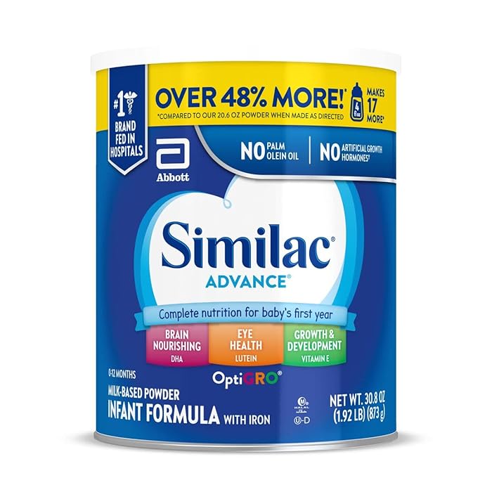 SimilacAdvance Infant Formula with Iron, Baby Formula Powder, 30.8-oz Value Can