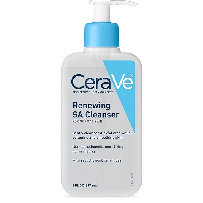 CeraVe SA Cleanser Salicylic Acid Face Wash with Hyaluronic Acid, Niacinamide & Ceramides BHA Exfoliant for Face 8 Ounce, multi, 8 Fl Oz