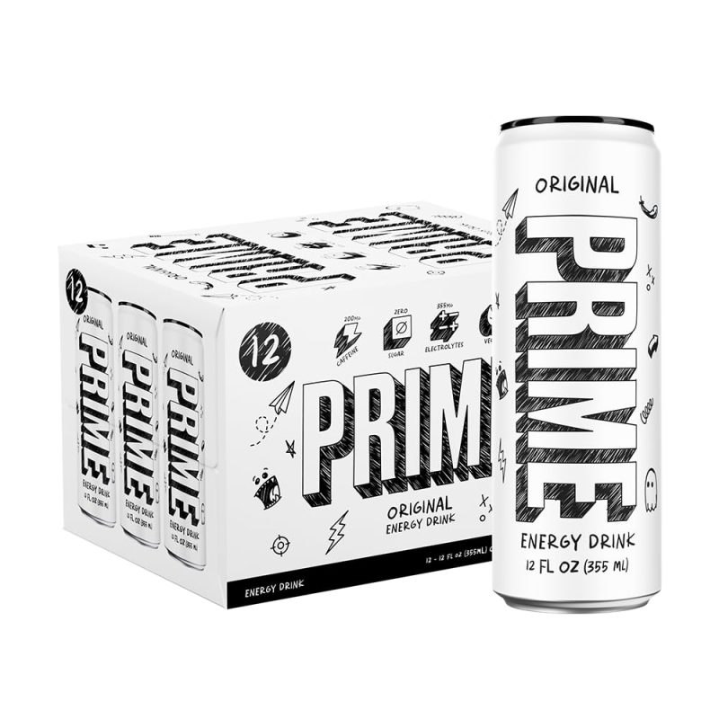 PRIME Energy ORIGINAL | Zero Sugar Energy Drink | Preworkout Energy | 200mg Caffeine with 355mg of Electrolytes and Coconut Water for Hydration| Vegan | Gluten Free |12 Fluid Ounce | 12 Pack