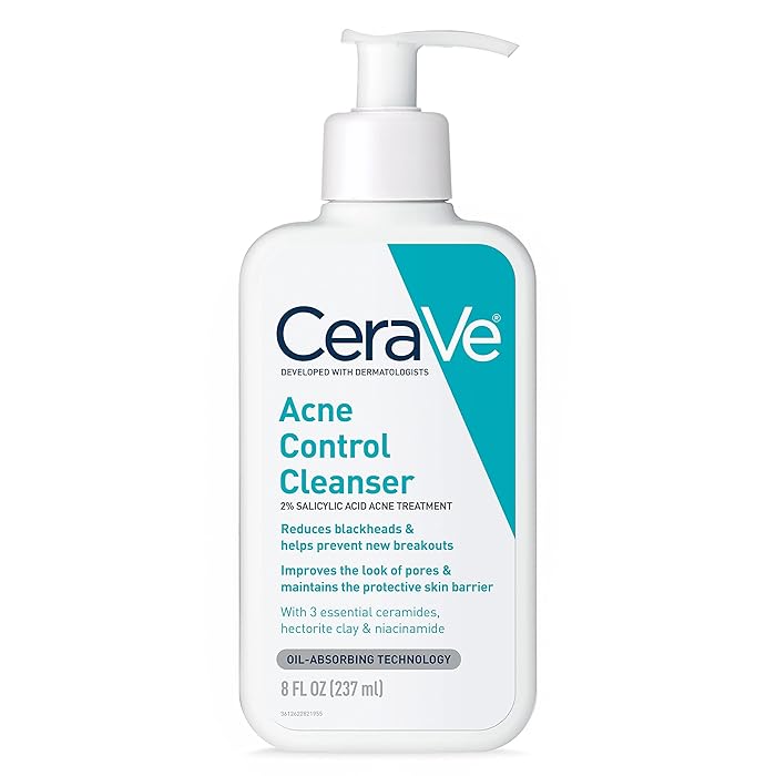 CeraVe Face Wash Acne Treatment Salicylic Acid Cleanser with Purifying Clay for Oily Skin Blackhead Remover and Clogged Pore Control 8 Ounce, multi, 8 Fl Oz, 237 ml