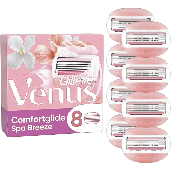 Gillette Venus ComfortGlide Spa Breeze Razor Blades Women, Pack of 8 Razor Blade Refills, Lubrastrip with A Touch of Botanical Oils