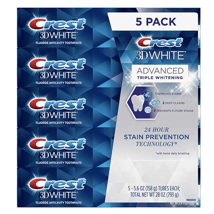 Crest3D White Advance Whitening Flavoride Anticavity Toothpaste 5 Pack 5.6 Oz Net Wt 28 Oz