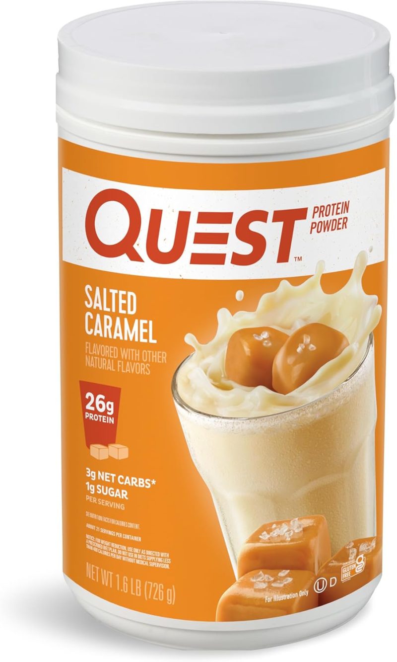 Quest Nutrition Salted Caramel Protein Powder; 26g Protein; 1g Sugar; Low Carb; Gluten Free; 1.6 Pounds; 24 Servings