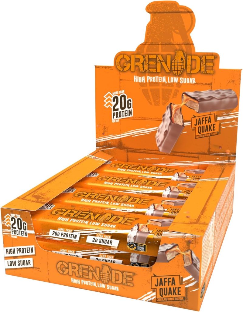 Grenade High Protein, Low Sugar Bar - Jaffa Quake, 12 x 60 g