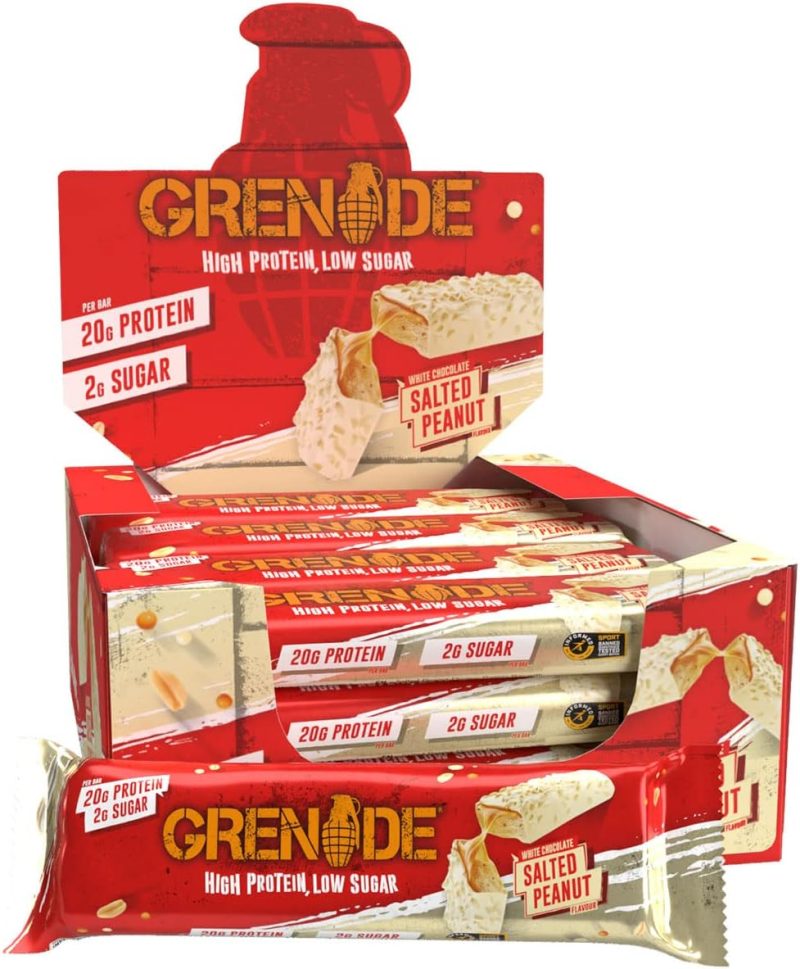 Grenade High Protein, Low Sugar Bar - White Chocolate Salted Peanut, 12 x 60 g
