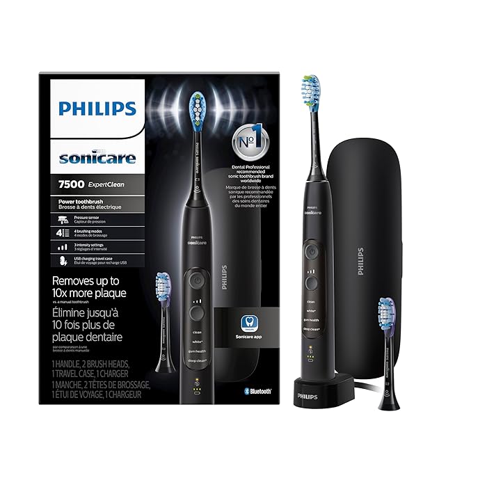 Philips Sonicare ExpertClean 7500 Black, Rechargeable Electric Power Toothbrush, HX9690/05