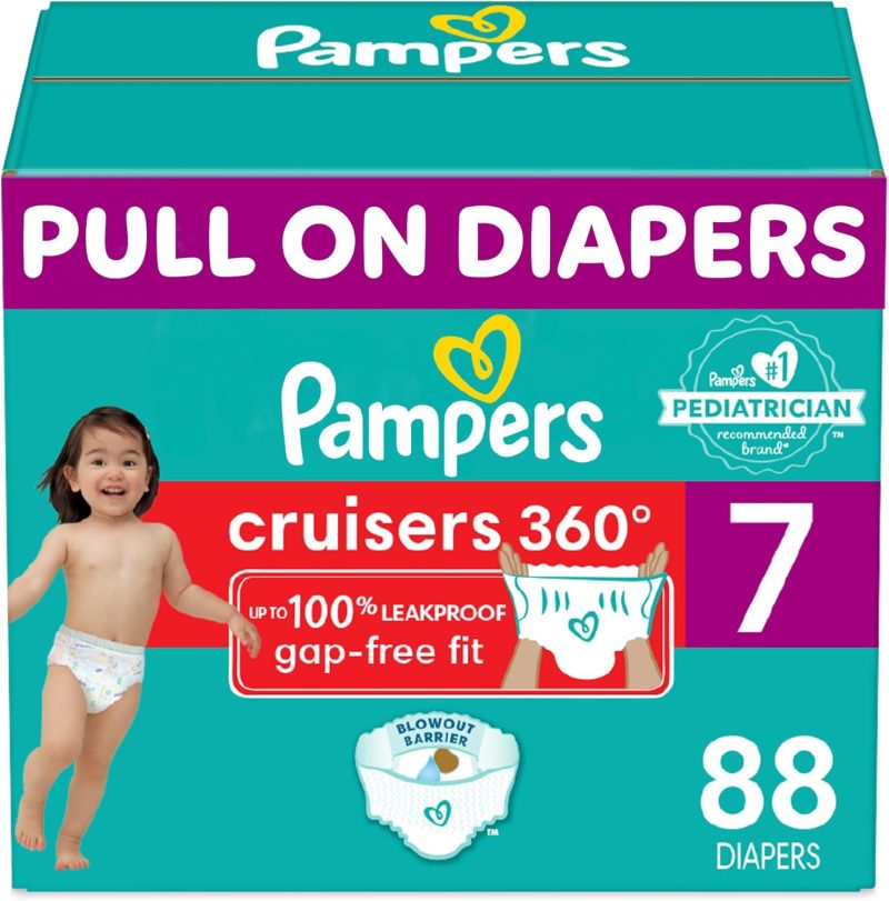 Pampers Cruisers 360 Diapers - Size 7, One Month Supply (88 Count), Pull-On Disposable Baby Diapers, Gap-Free Fit