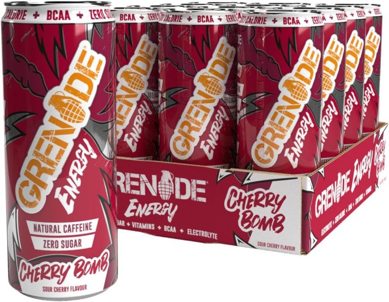 Grenade Sugar Free Energy Drink - Cherry Bomb, 330 ml (Pack of 12)