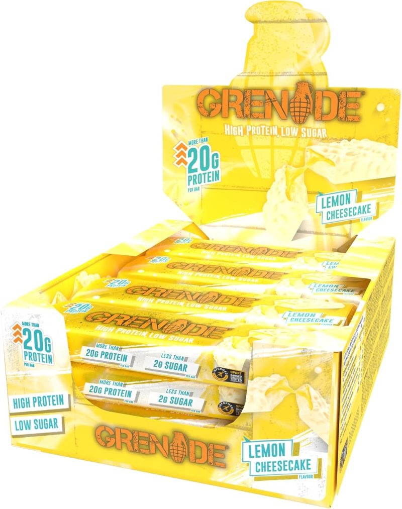 Grenade High Protein, Low Sugar Bar - Lemon Cheesecake, 12 x 60 g