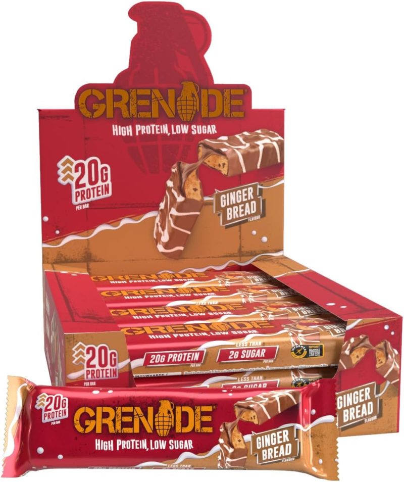 Grenade High Protein, Low Sugar Bar - Gingerbread, 12 x 60 g
