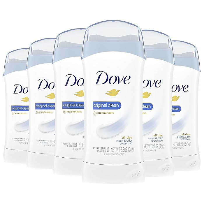 Dove Invisible Solid Antiperspirant Deodorant Stick for Women, Original Clean, For All Day Underarm Sweat and Odor Protection 2.6 oz, Pack of 6