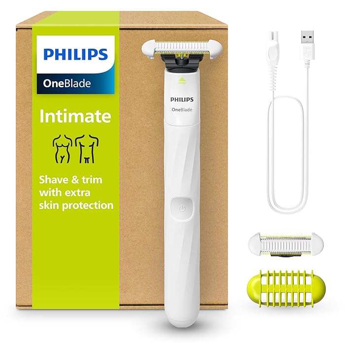 PHILIPS OneBlade Intimate, Designed for Pubic Grooming, Trim and Shave with Extra Skin Protection, Model QP1924/30