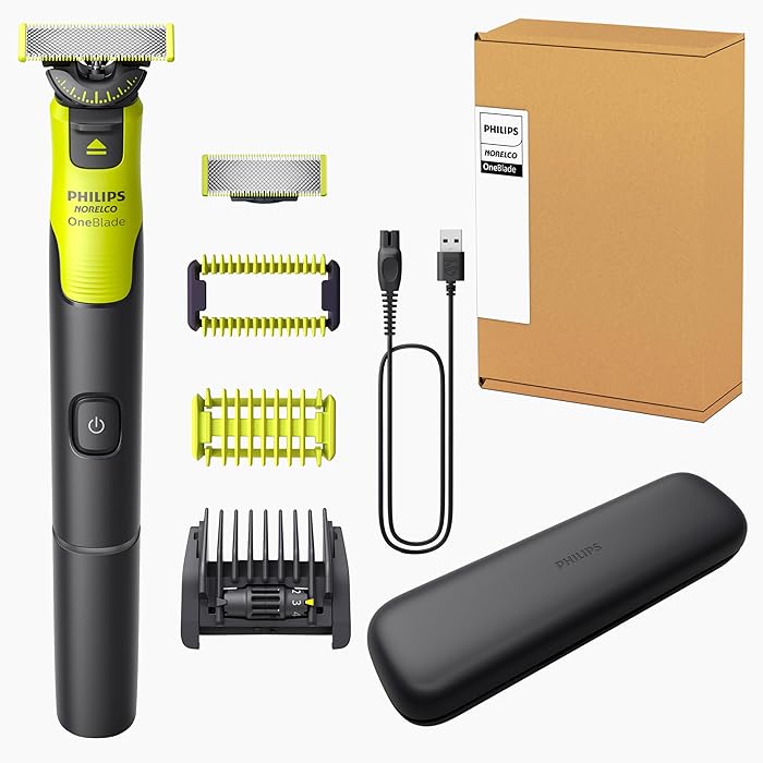 Philips Norelco OneBlade 360 with Connectivity Hybrid Face + Body, Electric Beard Trimmer, Shaver & Body Groomer with 360 Blade Tech, 1x360 Blade, 5-in-1 Comb, Body Kit, Travel Case, QP4631/90