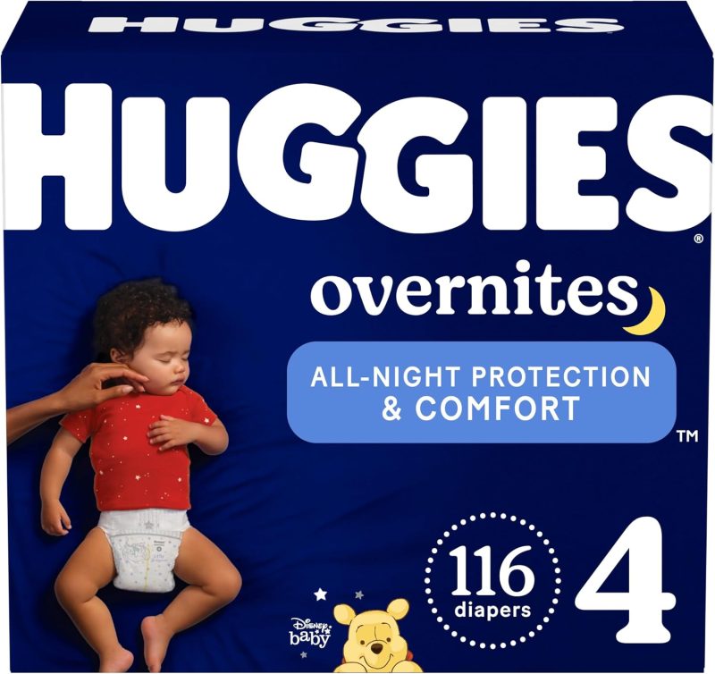 Huggies Size 4 Overnites Baby Diapers: Overnight Diapers, Size 4 (22-37 lbs), 116 Ct