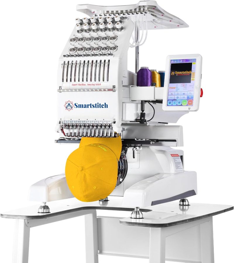 S-1201 Compact Embroidery Machine with 12 Needles, 1200SPM Max Speed, 7“ Touch Screen, 9.5"x12.6" Embroidery Area, Your First Commercial Embroidery Machine for Flat, Hat, T-shirt and more