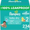 Pampers Baby Dry Diapers - Size 2, One Month Supply (234 Count), Absorbent Disposable Diapers