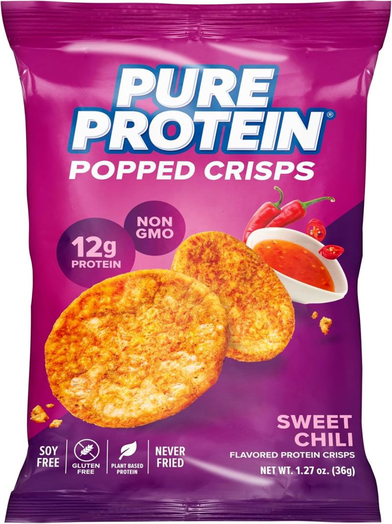 Pure Protein Popped Crisps, Sweet Chili, High Protein Snack, 12G Protein, 1.27oz., 12 Count