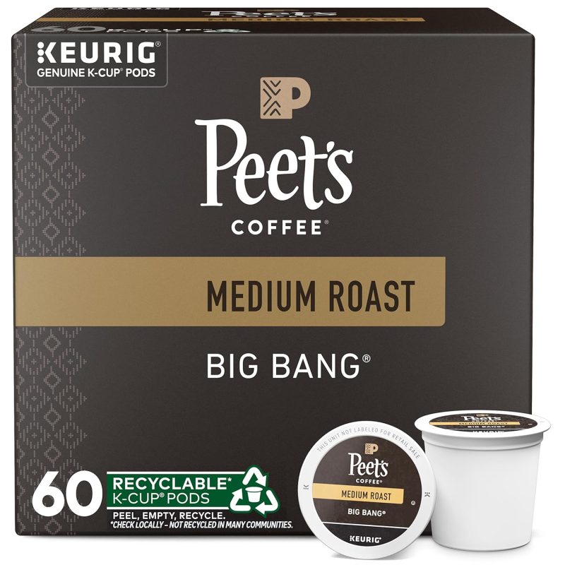 Peet's Coffee, Medium Roast Keurig K-Cup Pods - Big Bang 60 Count (6 Boxes of 10 K-Cup Pods)