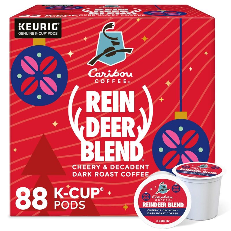 Caribou Coffee Reindeer Blend, Single-Serve Keurig K-Cup Pods, Dark Roast Coffee Pods, 88 Count
