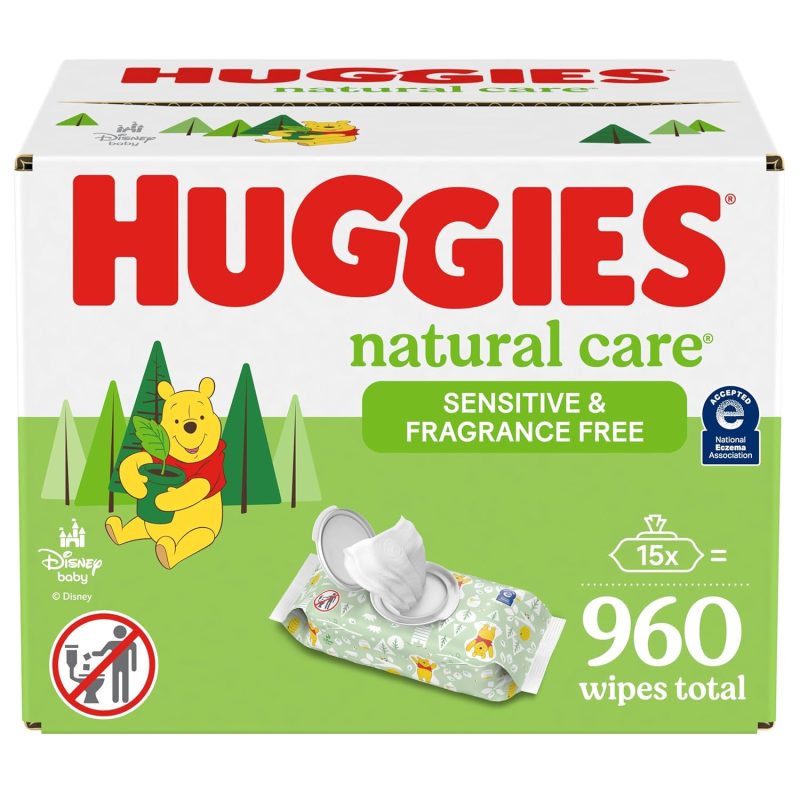 Baby Wipes, Huggies Natural Care Sensitive Baby Diaper Wipes, Unscented, Hypoallergenic