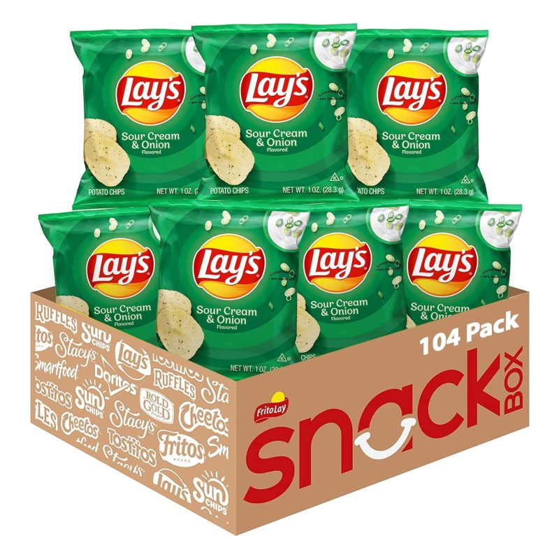 Lay's Potato Chips, Sour Cream & Onion, 1 Ounce (Pack of 104)