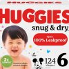 Huggies Size 6 Diapers, Snug & Dry Baby Diapers, Size 6 (35+ lbs), 124 Count