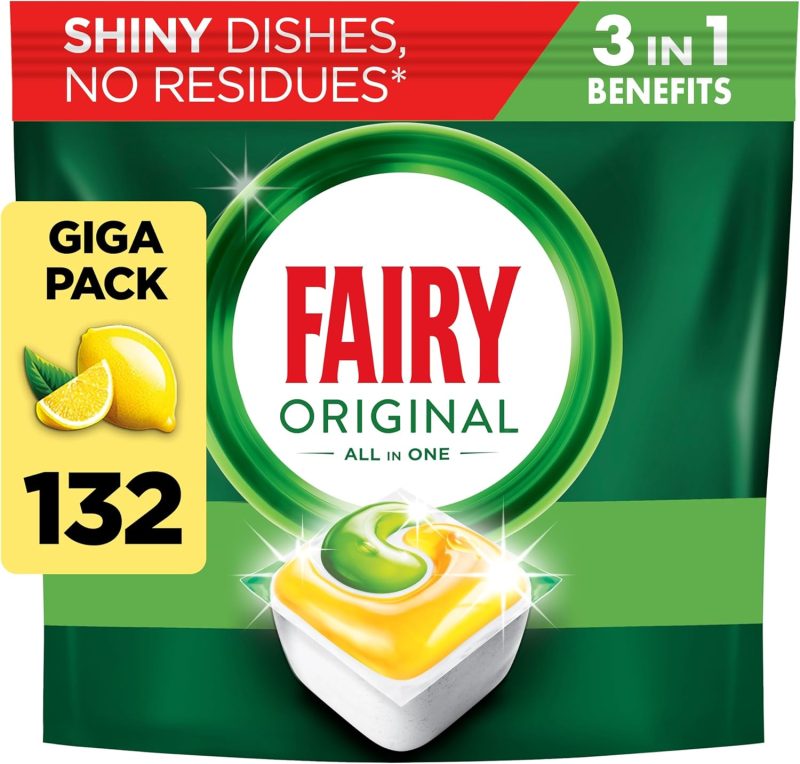 Fairy Original Complete Dishwasher Tablets 132ct, Fairy Dishwasher Tablets, Dishwasher Tablets Bulk