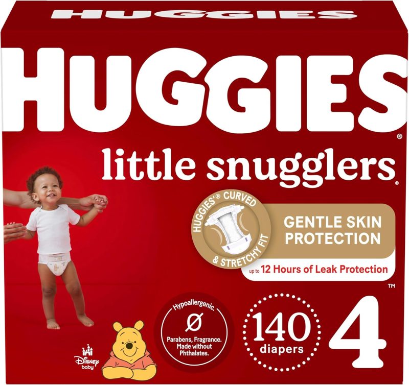 Huggies Size 4 Diapers, Little Snugglers Baby Diapers, Size 4 (22-37 lbs), 140 Count