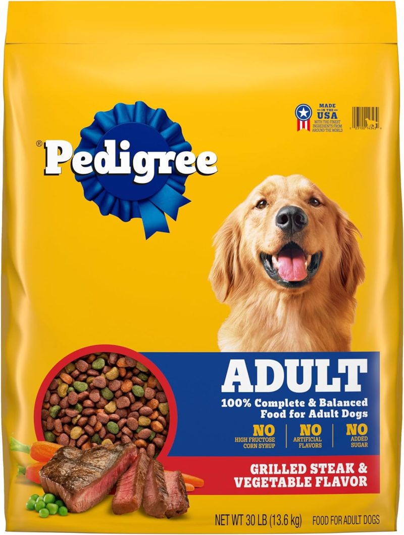 Pedigree Complete Nutrition Adult Dry Dog Food, Grilled Steak & Vegetable Flavor, 30 lb. Bag