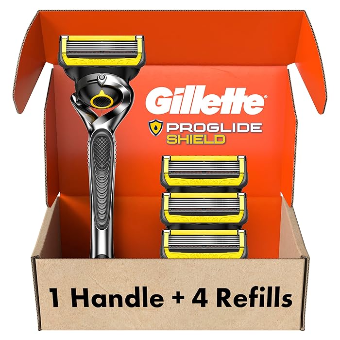 GilletteProGlide Shield Men's Razor Handle + 4 Blade Refills, Holiday Gifts for Men