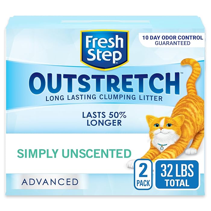 Fresh StepOutstretch, Clumping Cat Litter, Advanced, Unscented, Extra Large, 32 Pounds total (2 Pack of 16lb Boxes)