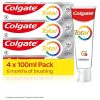 COLGATETotal Original Toothpaste 4x100ml | Stronger 24-hour bacterial defence* | Unique dual zinc antibacterial technology | 8 benefits for complete protection | Fresh breath