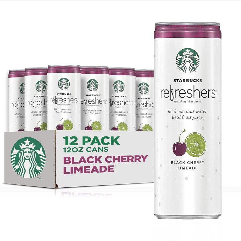 Starbucks, Refreshers with Coconut Water, Black Cherry Limeade, 12 fl oz. cans (12 Pack)