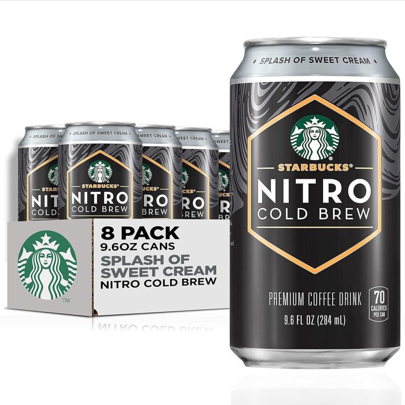 Starbucks Nitro Cold Brew Coffee, Splash of Sweet Cream, 9.6 fl oz Cans, Iced Coffee, Cold Brew Coffee, Coffee Drink (Pack of 8)
