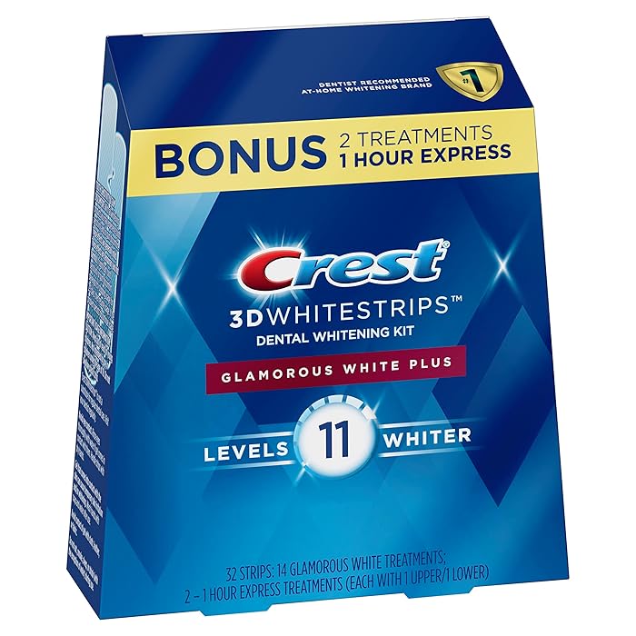 Crest 3D Whitestrips Glamorous White, 3D White, Teeth Whitening Strip Kit, 32 Strips (16 Count Pack) - Crest Teeth Whitening Strips, Teeth Whitening Kit