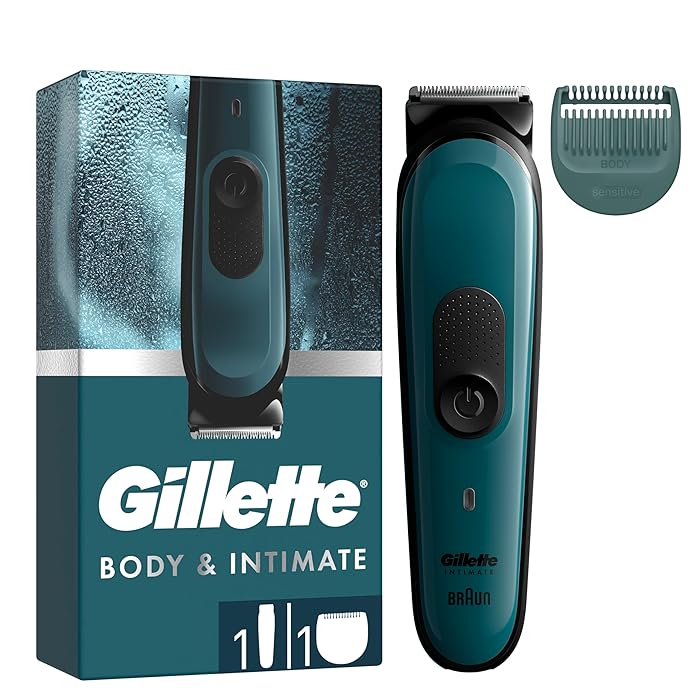 Gillette Intimate Body Hair Trimmer for Men, Pubic Hair and Ball Trimmer, Waterproof, Cordless Men's Body Groomer for Wet & Dry Shaving, Lifetime Sharp Blades,SkinFirst i3