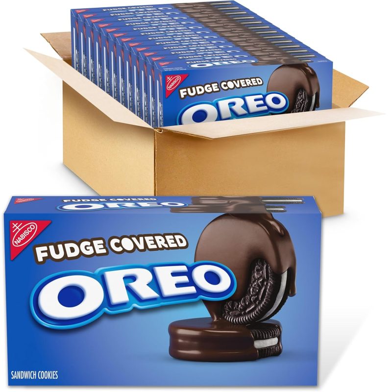 OREO Fudge Covered Chocolate Sandwich Cookies, Original Flavor, 12 - 7.9 oz Boxes