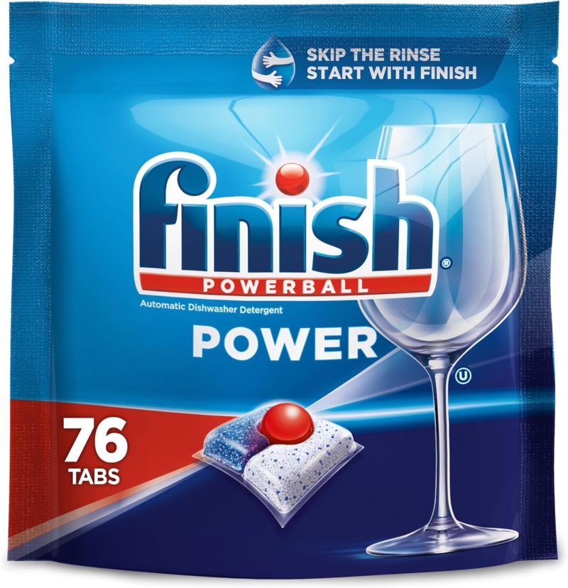 Finish Power Dishwasher Pod, No Pre-Rinse Dishwasher Detergent, Dishwasher Tabs For Deep Clean & Shine with Degreasing Power, 76 Count