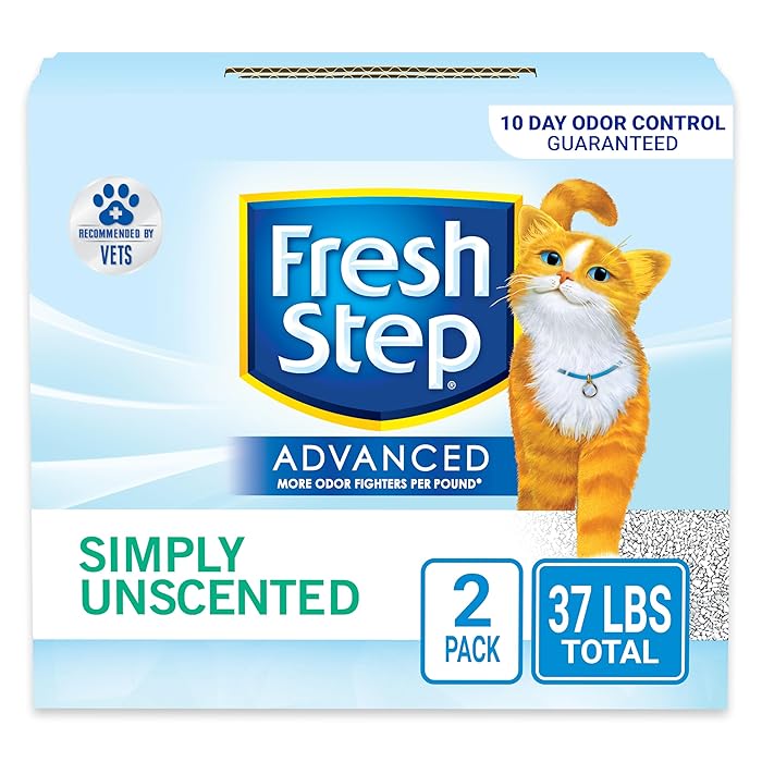 Fresh Step Advanced Simply Unscented Clumping Litter, Fresh Step Unscented Cat Litter Fights Odor on Contact, 37 lbs. (2 x 18.5 lb. Box)