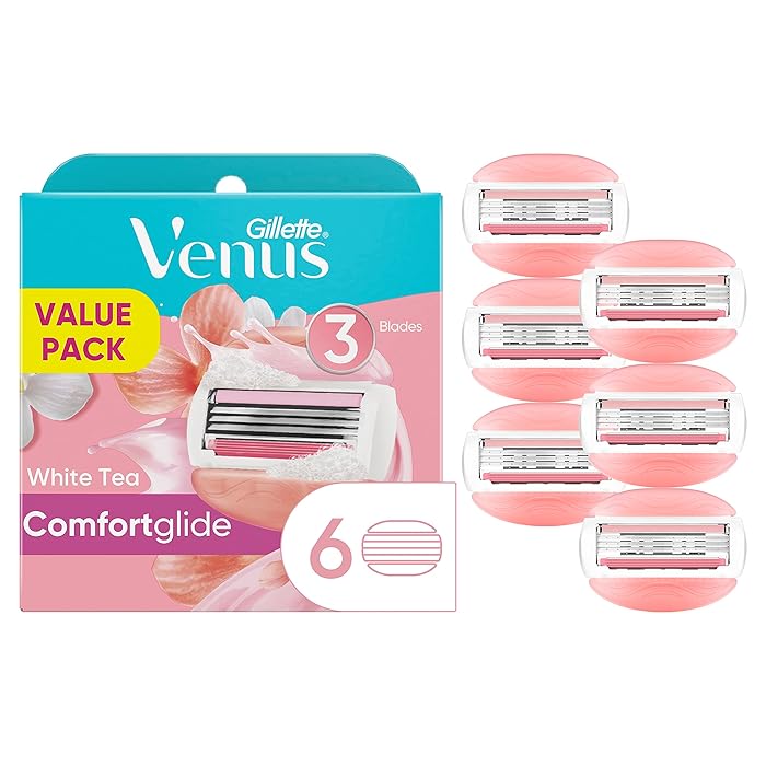 Gillette Venus Comfortglide Women's Razor Blade Refills, White Tea, 6 Count, Womens Razors / Blades