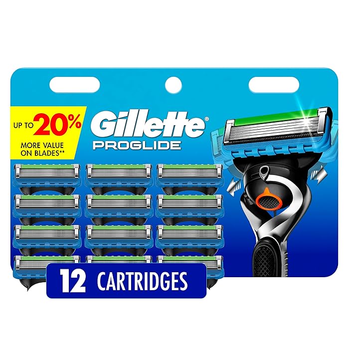 GilletteProGlide Razor Refills for Men, 12 Razor Blade Refills