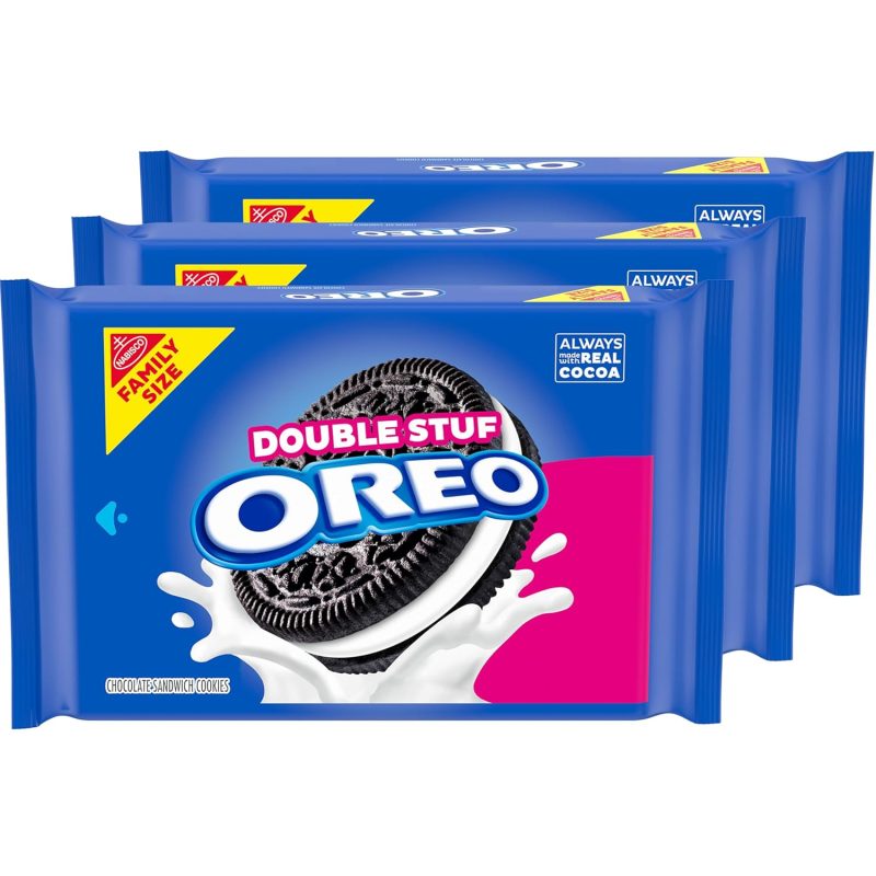 OREO Double Stuf Chocolate Sandwich Cookies, Family Size, 3 Packs